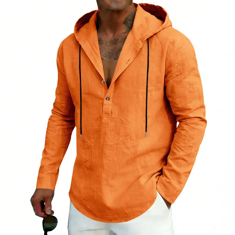 2026 Casual Linen Hooded Long Sleeve Sweatshirt
