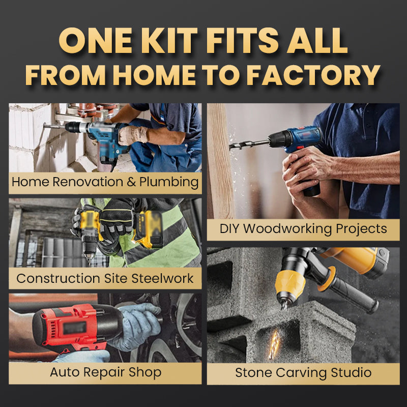 🏆Flash Sale⚡ 50K+ SOLD! 💥High-Strength 4-Flute Serrated Eccentric Drill Bit Kit
