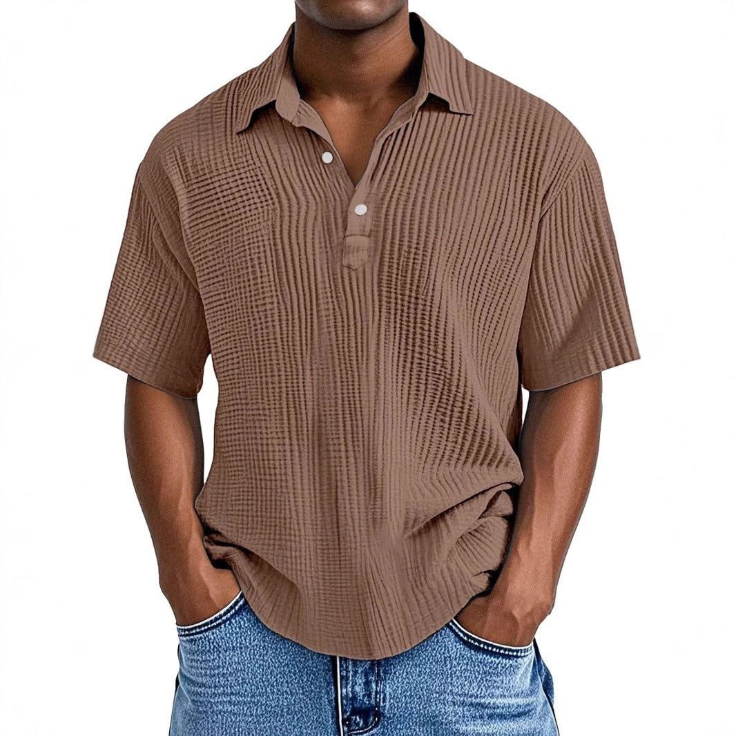 Men's Casual Comfort Textured Short Sleeve Shirt