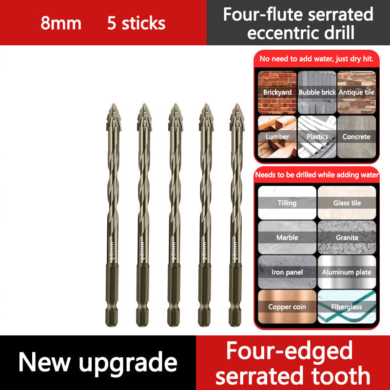 🏆Flash Sale⚡ 50K+ SOLD! 💥High-Strength 4-Flute Serrated Eccentric Drill Bit Kit