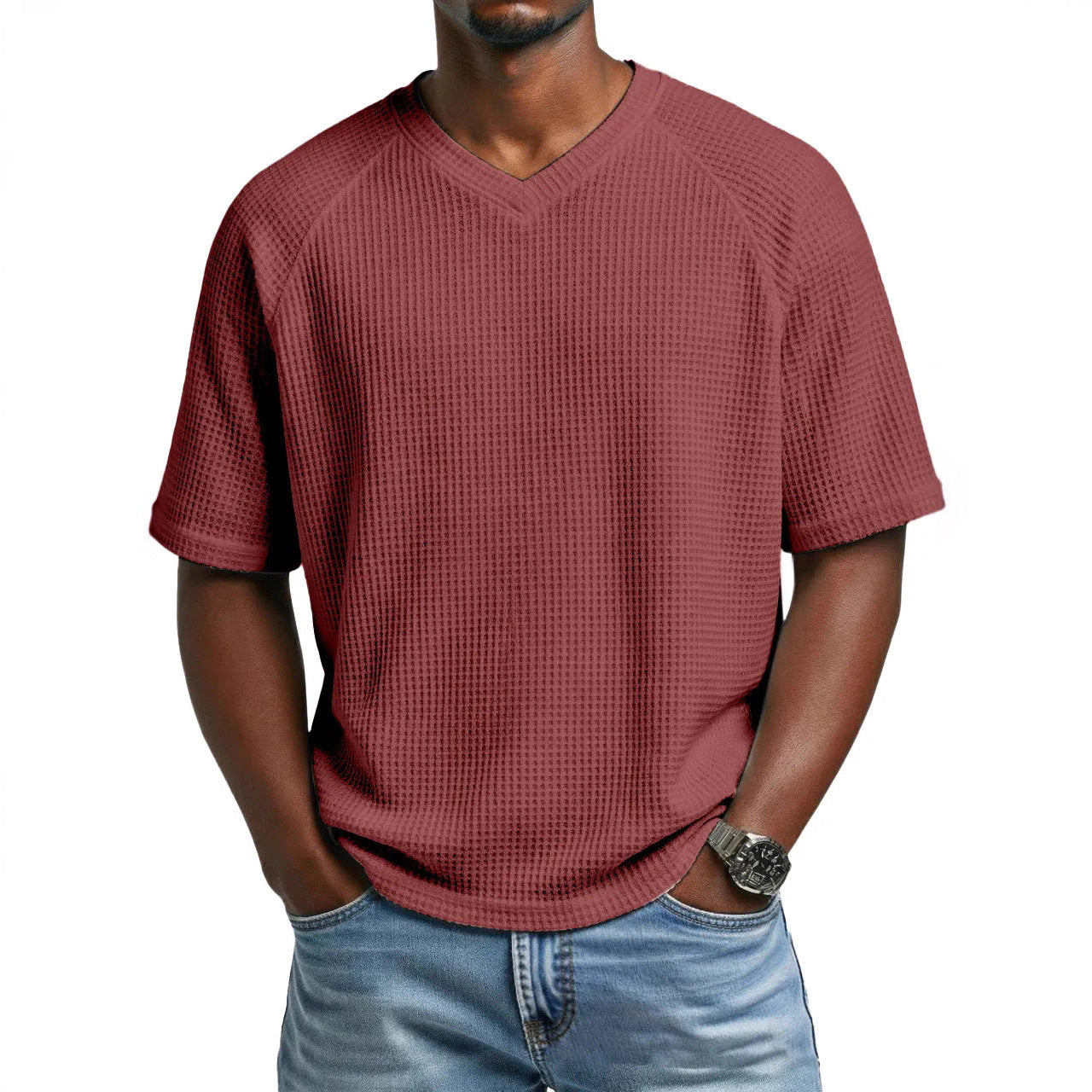 Fashion V-neck short-sleeved shirt