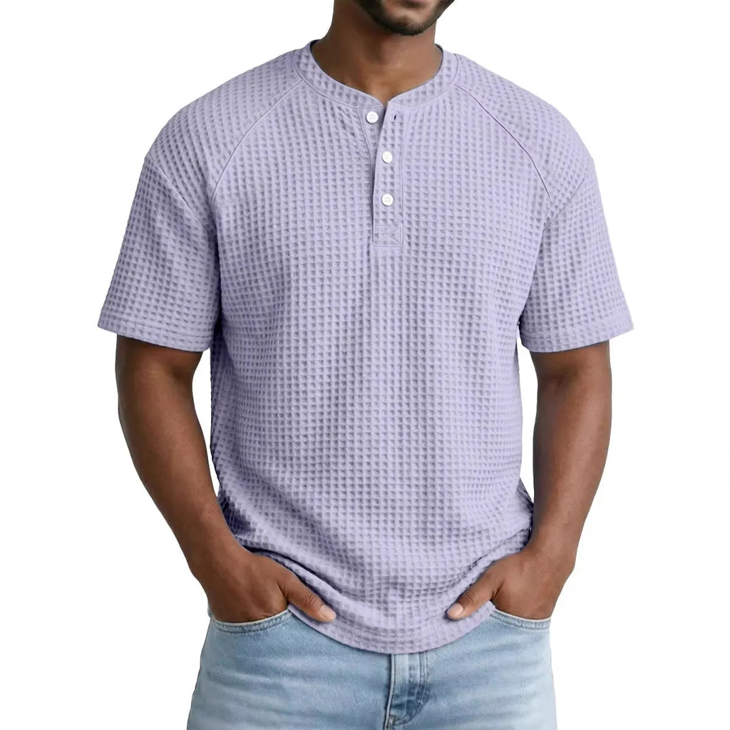 2026 Men's Waffle Short Sleeve Casual Fashion T-shirt
