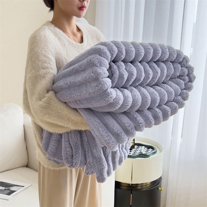 💫2025 Hot Sale🛏️Thickened rabbit plush&milk velvet cover blanket