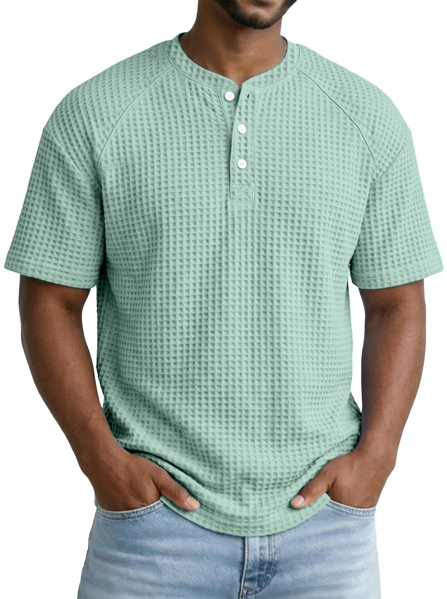 2026 Men's Waffle Short Sleeve Casual Fashion T-shirt