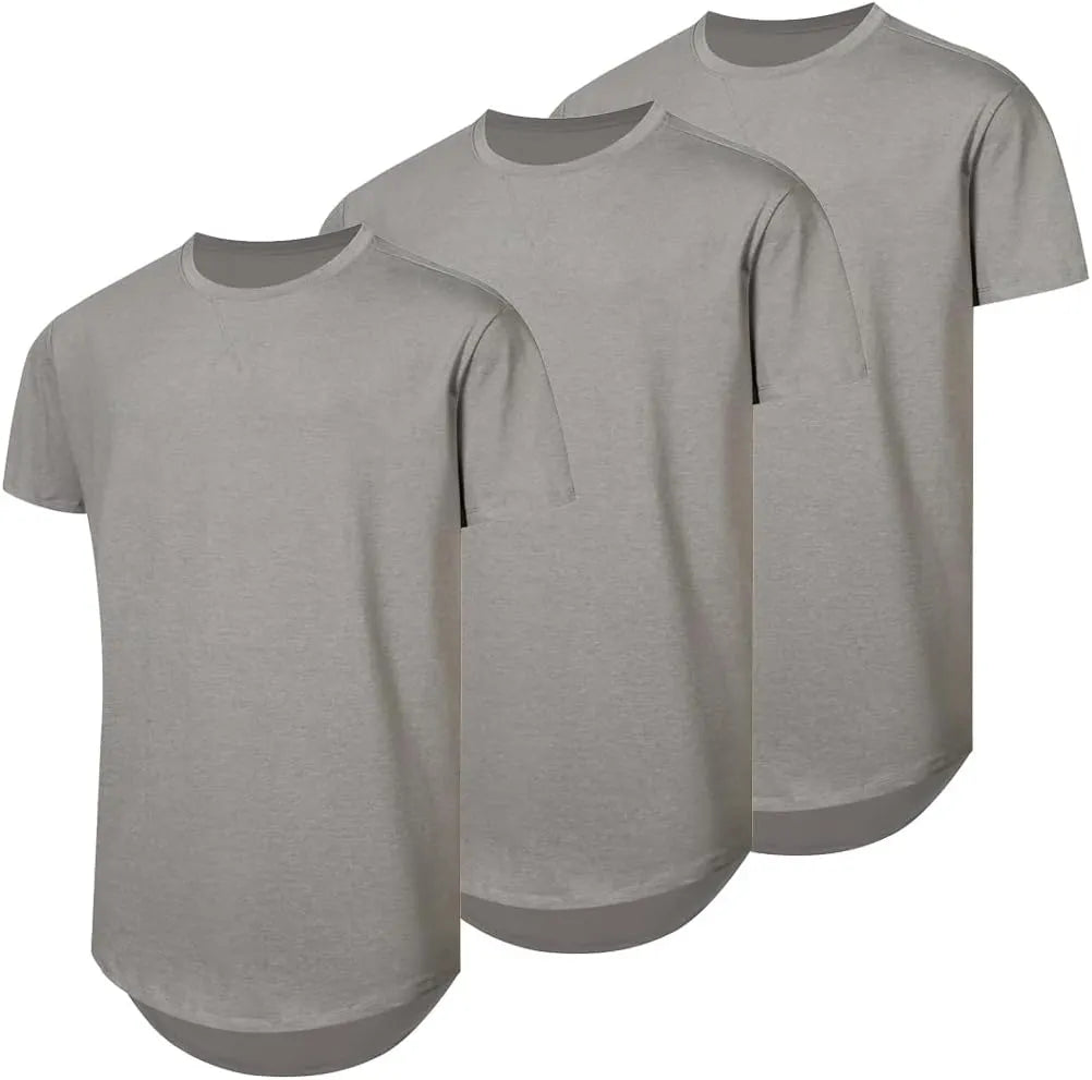 JMIERR Mens 3 Pack Cotton Hipster Hip Hop Longline Crewneck T-Shirt