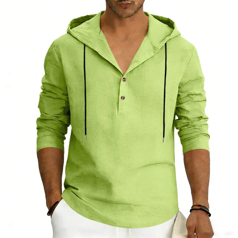 2026 Casual Linen Hooded Long Sleeve Sweatshirt
