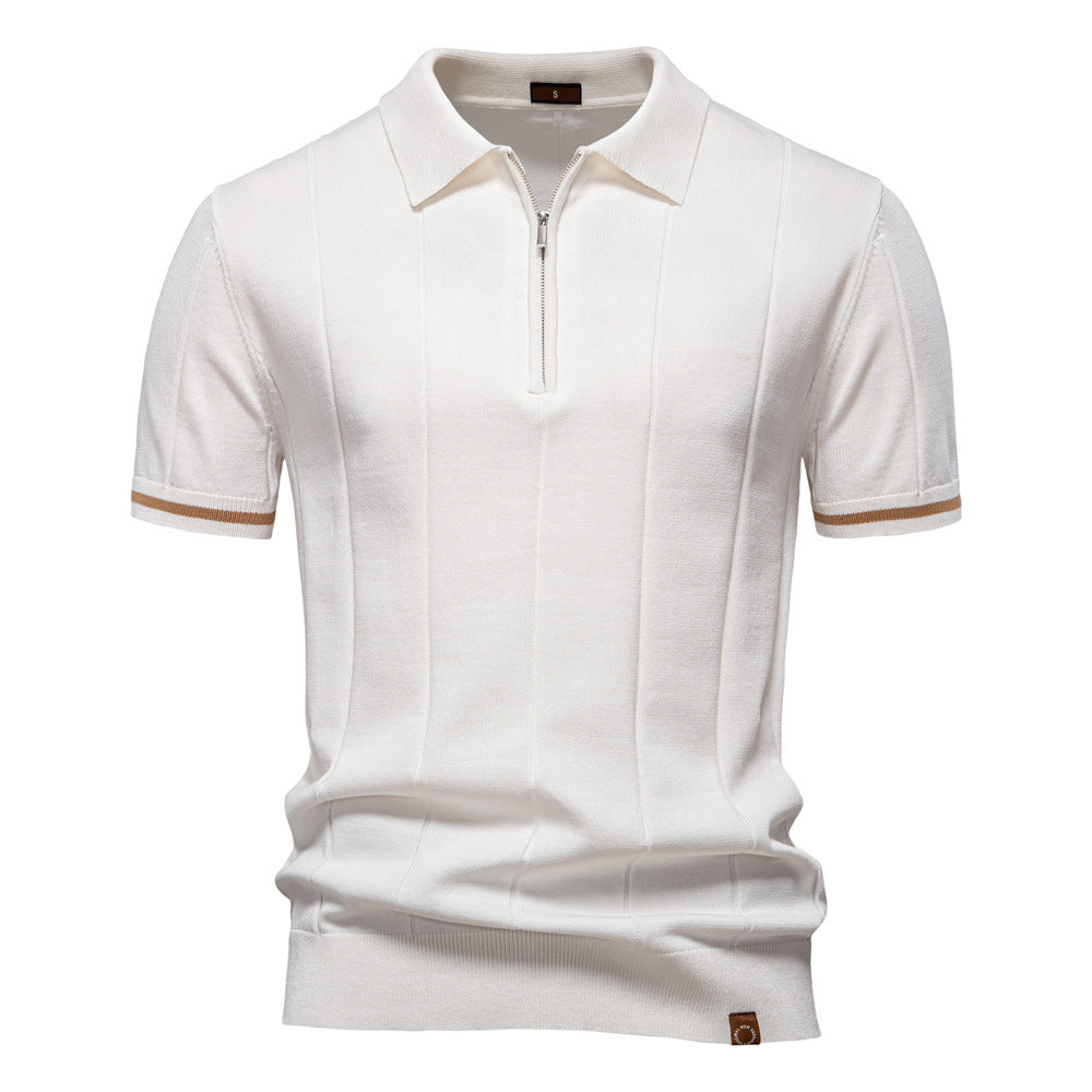Men's 2025 Summer Business Casual Embroidery Printed Knitted Polo T-Shirt