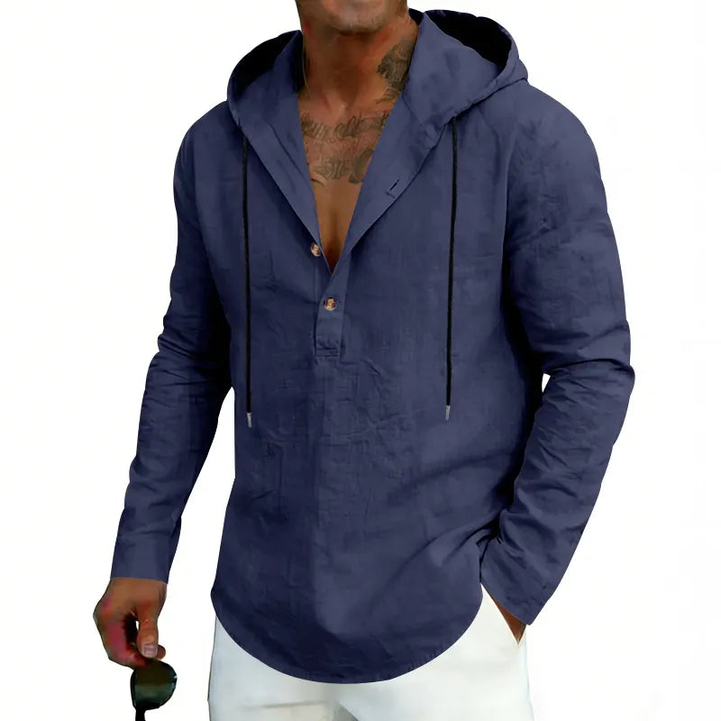 2026 Casual Linen Hooded Long Sleeve Sweatshirt