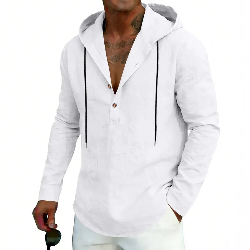 2026 Casual Linen Hooded Long Sleeve Sweatshirt