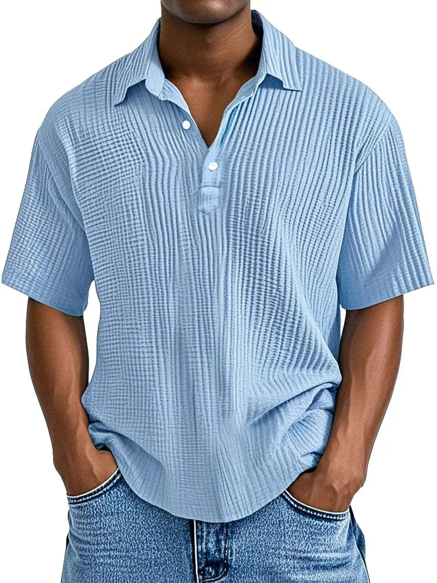 Men's Casual Comfort Textured Short Sleeve Shirt