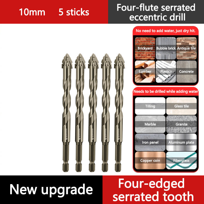 🏆Flash Sale⚡ 50K+ SOLD! 💥High-Strength 4-Flute Serrated Eccentric Drill Bit Kit