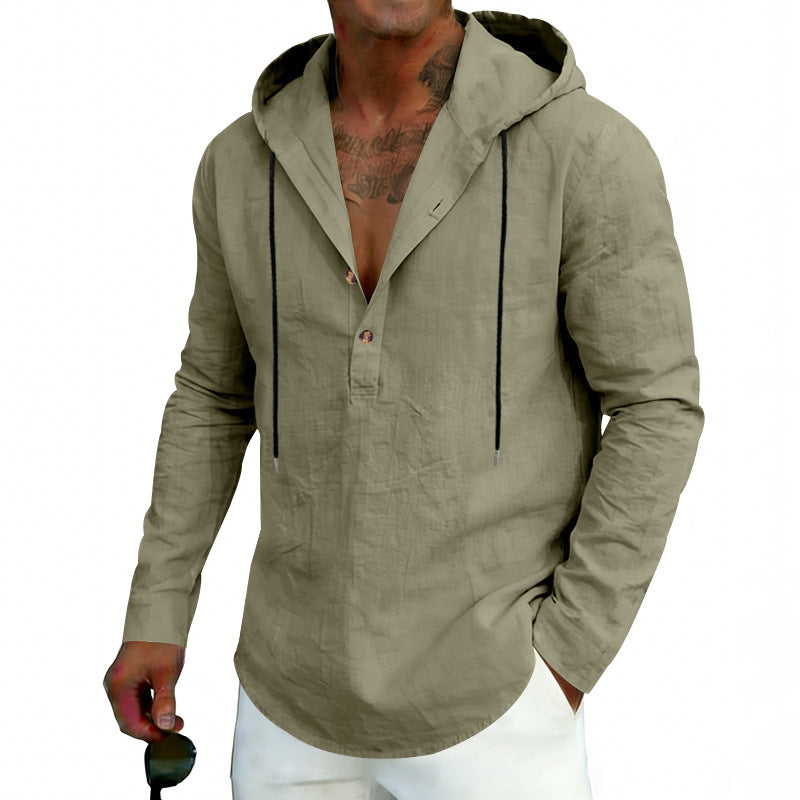 2026 Casual Linen Hooded Long Sleeve Sweatshirt