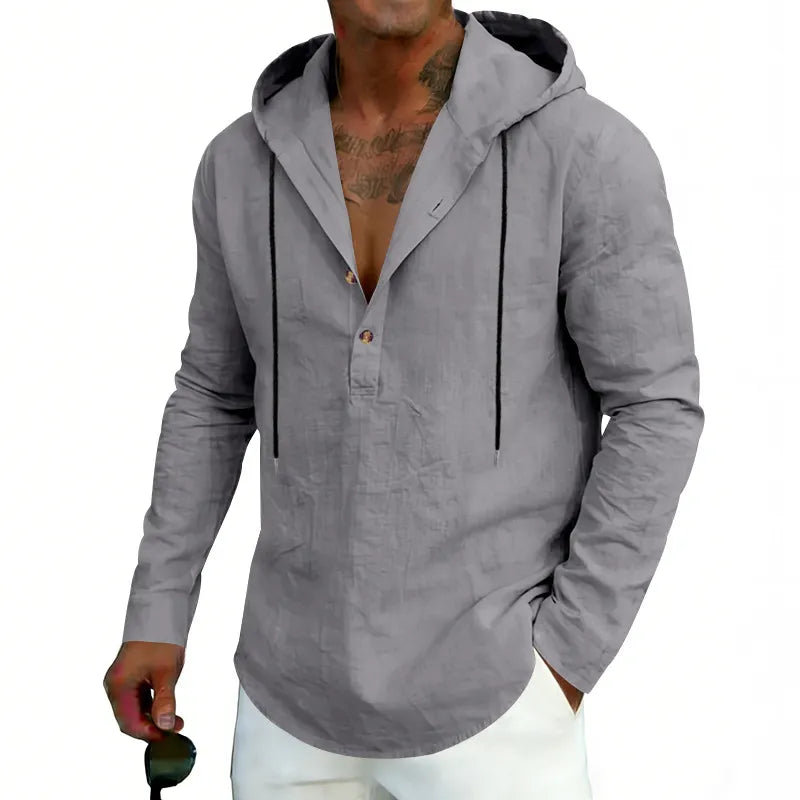 2026 Casual Linen Hooded Long Sleeve Sweatshirt