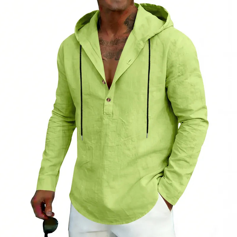 2026 Casual Linen Hooded Long Sleeve Sweatshirt