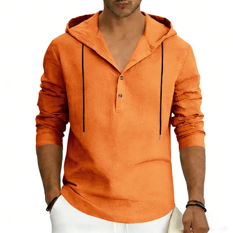 2026 Casual Linen Hooded Long Sleeve Sweatshirt