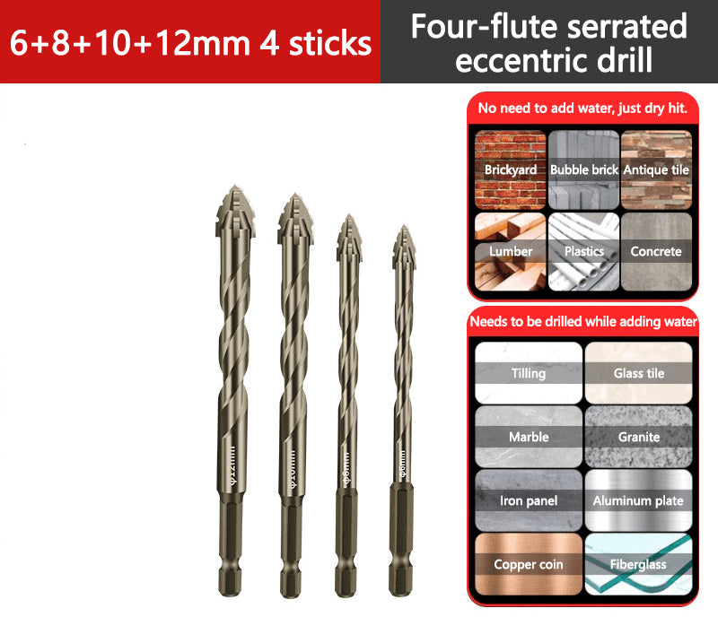 🏆Flash Sale⚡ 50K+ SOLD! 💥High-Strength 4-Flute Serrated Eccentric Drill Bit Kit