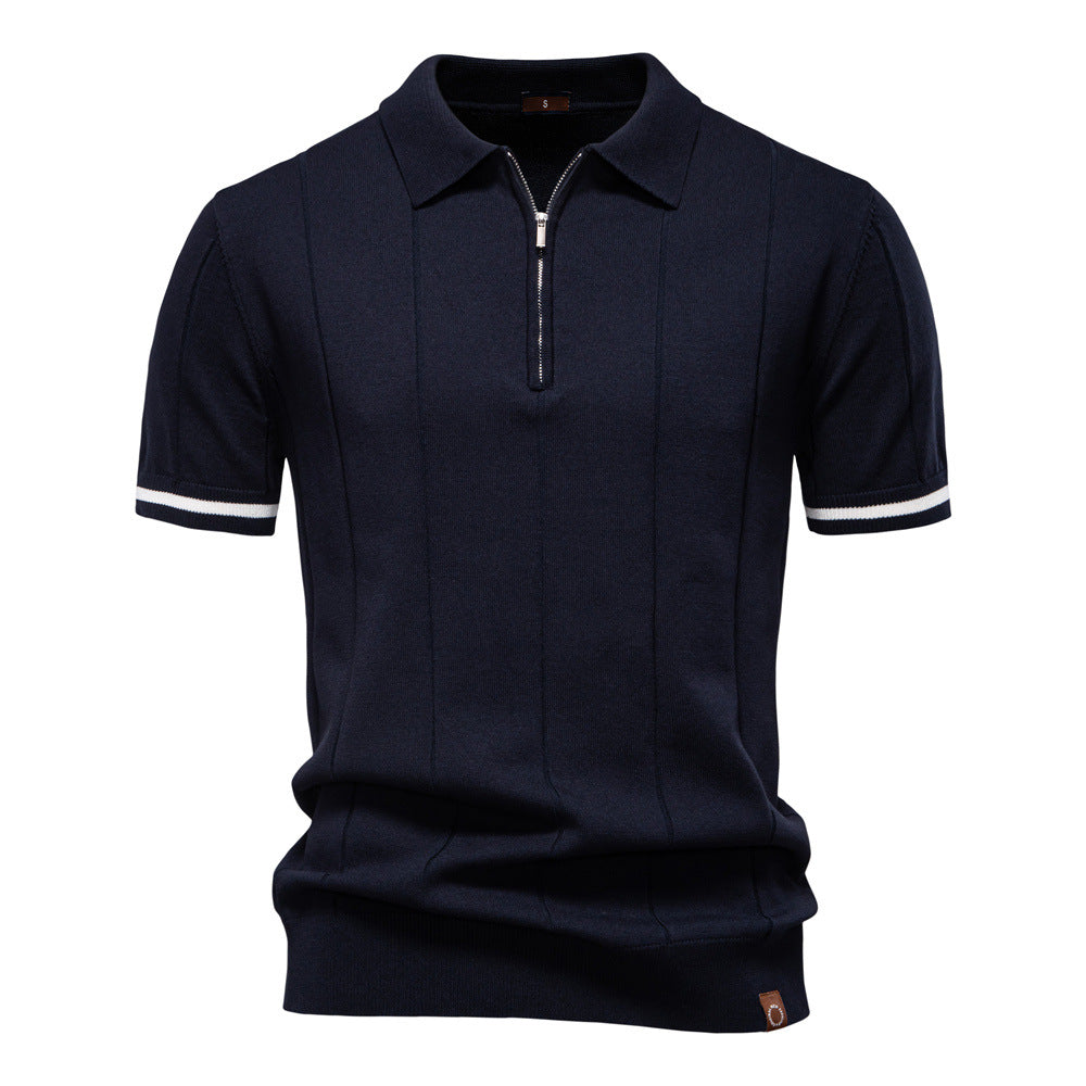 Men's 2025 Summer Business Casual Embroidery Printed Knitted Polo T-Shirt
