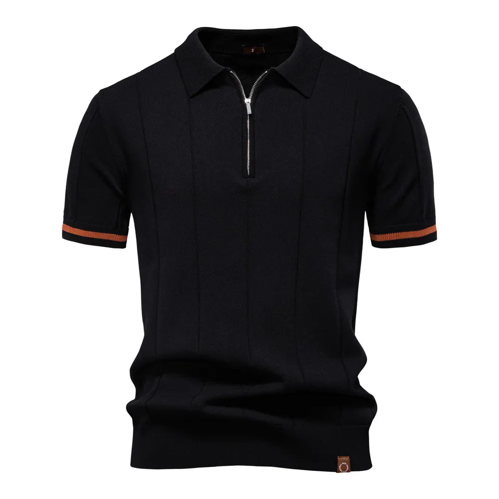 Men's 2025 Summer Business Casual Embroidery Printed Knitted Polo T-Shirt