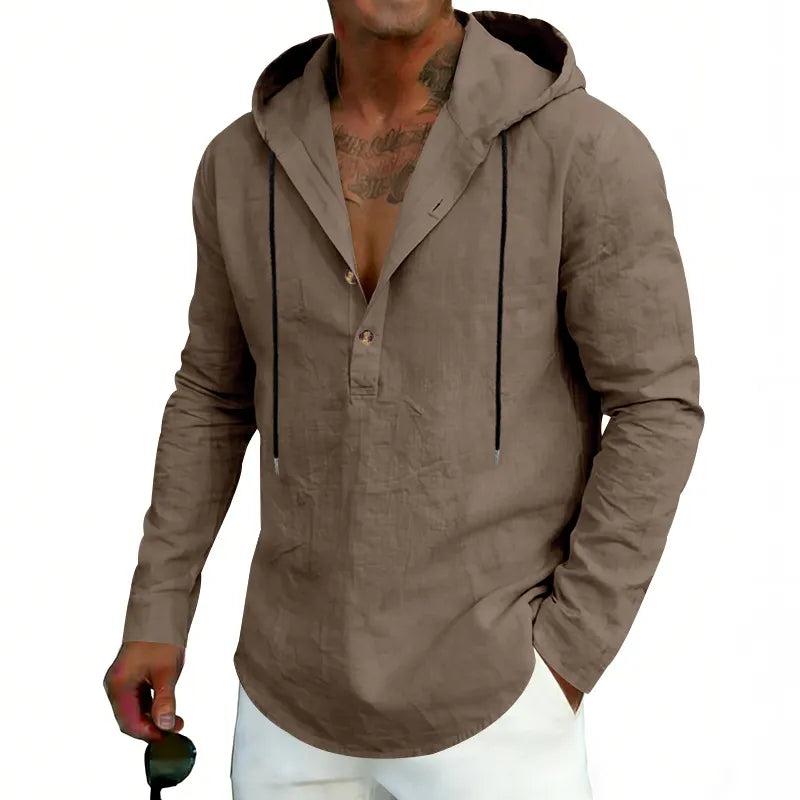 2026 Casual Linen Hooded Long Sleeve Sweatshirt