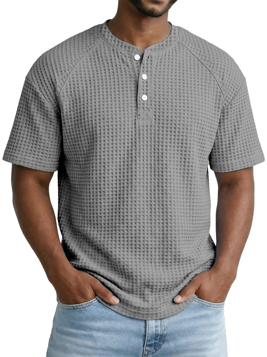 2026 Men's Waffle Short Sleeve Casual Fashion T-shirt