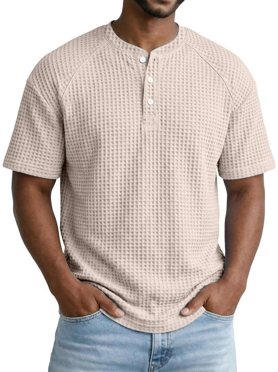 2026 Men's Waffle Short Sleeve Casual Fashion T-shirt