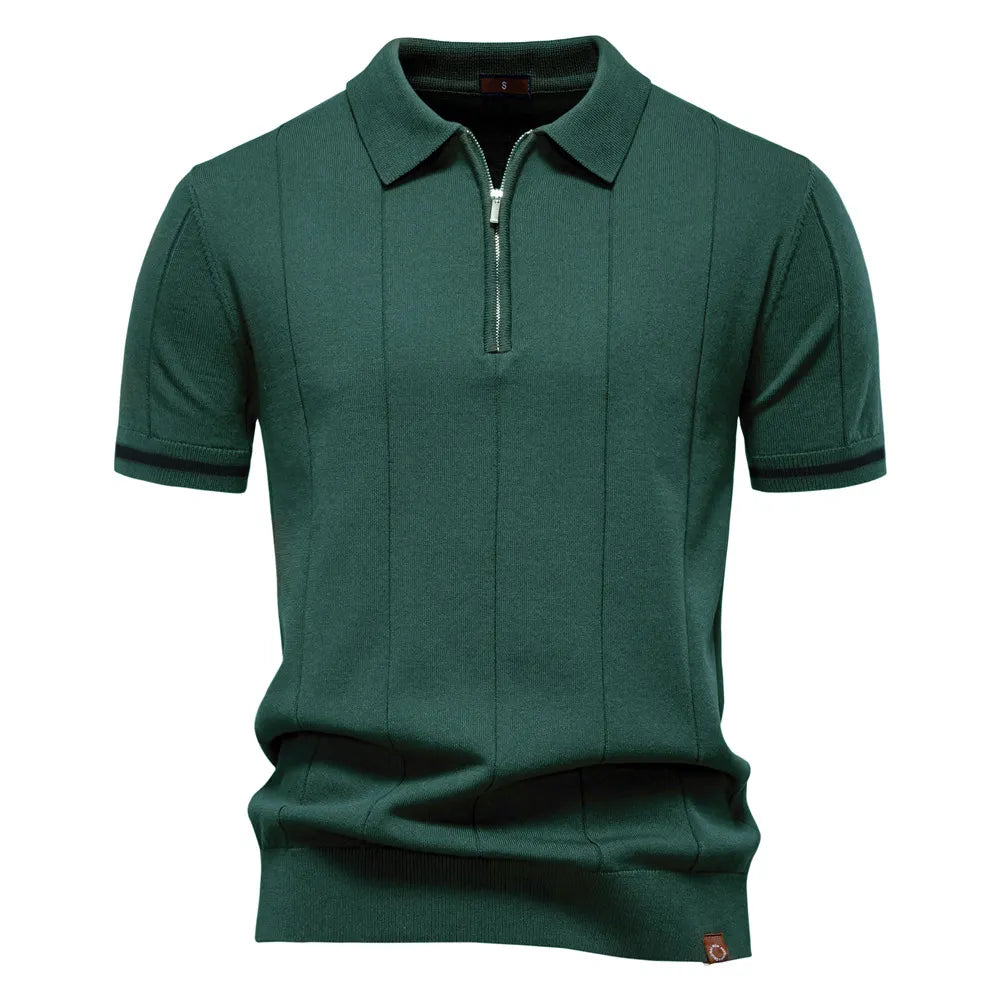 Men's 2025 Summer Business Casual Embroidery Printed Knitted Polo T-Shirt