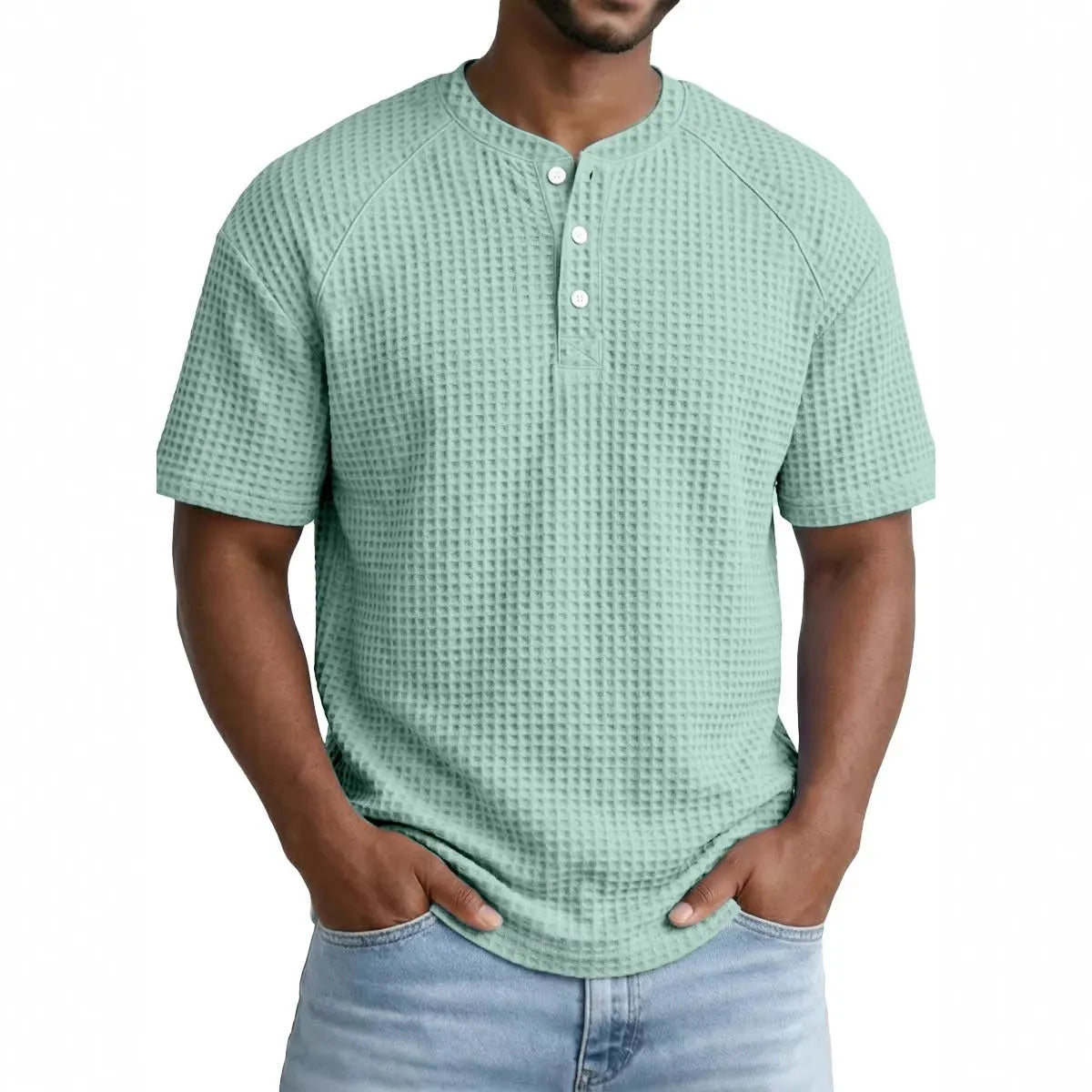2026 Men's Waffle Short Sleeve Casual Fashion T-shirt