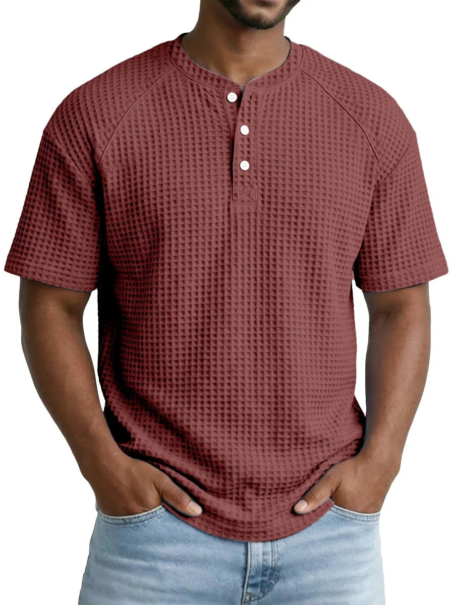 2026 Men's Waffle Short Sleeve Casual Fashion T-shirt