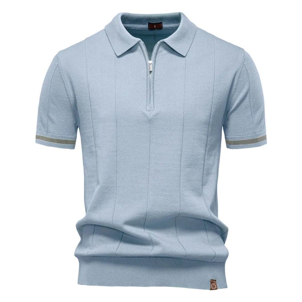 Men's 2025 Summer Business Casual Embroidery Printed Knitted Polo T-Shirt