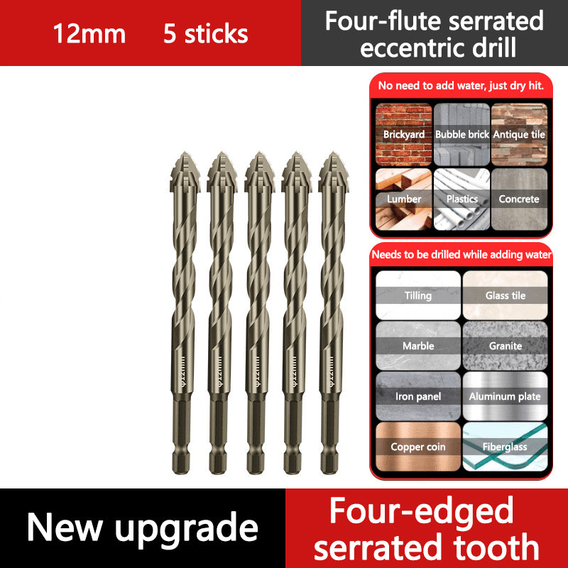 🏆Flash Sale⚡ 50K+ SOLD! 💥High-Strength 4-Flute Serrated Eccentric Drill Bit Kit