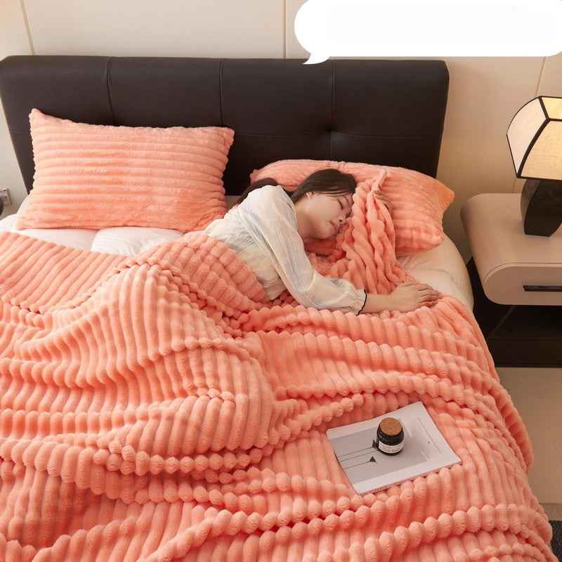 💫2025 Hot Sale🛏️Thickened rabbit plush&milk velvet cover blanket
