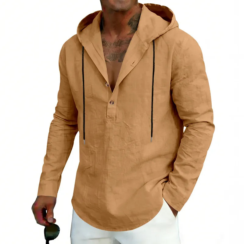 2026 Casual Linen Hooded Long Sleeve Sweatshirt