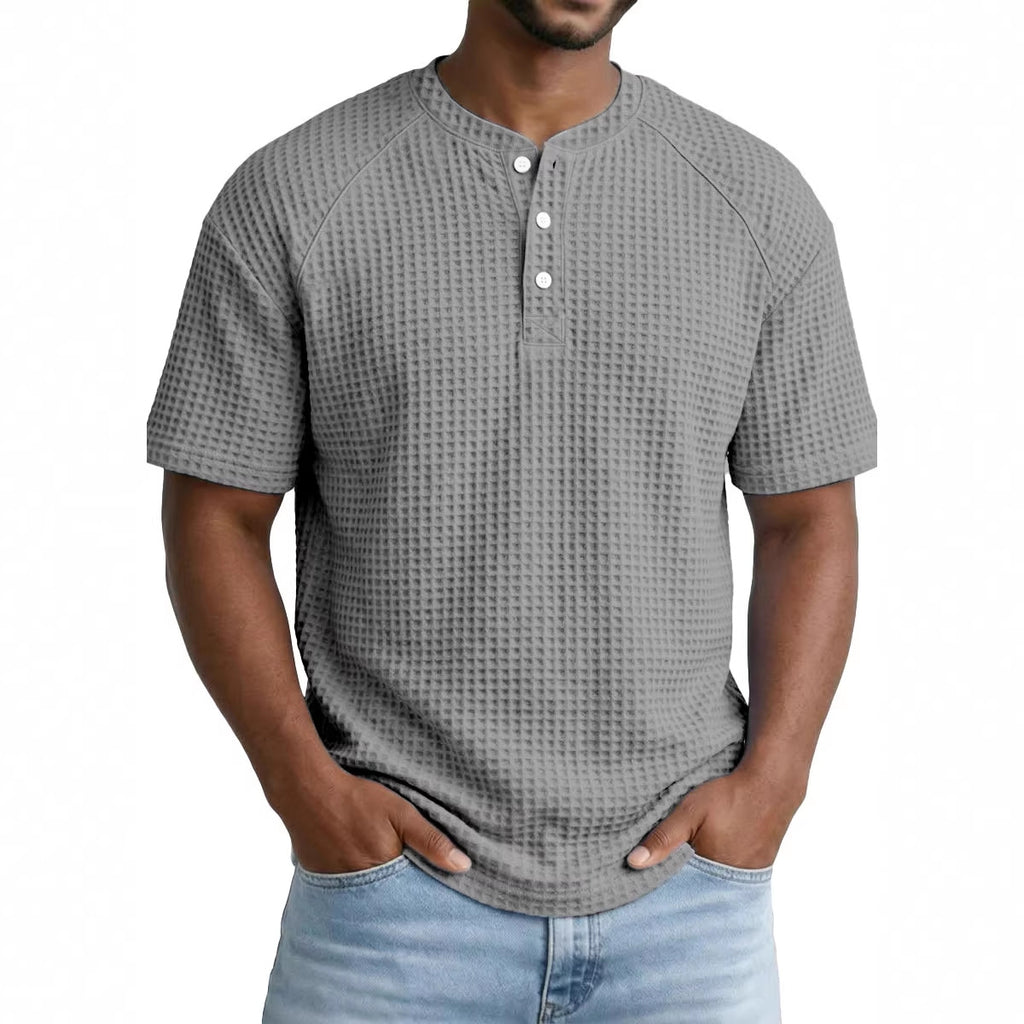 2026 Men's Waffle Short Sleeve Casual Fashion T-shirt