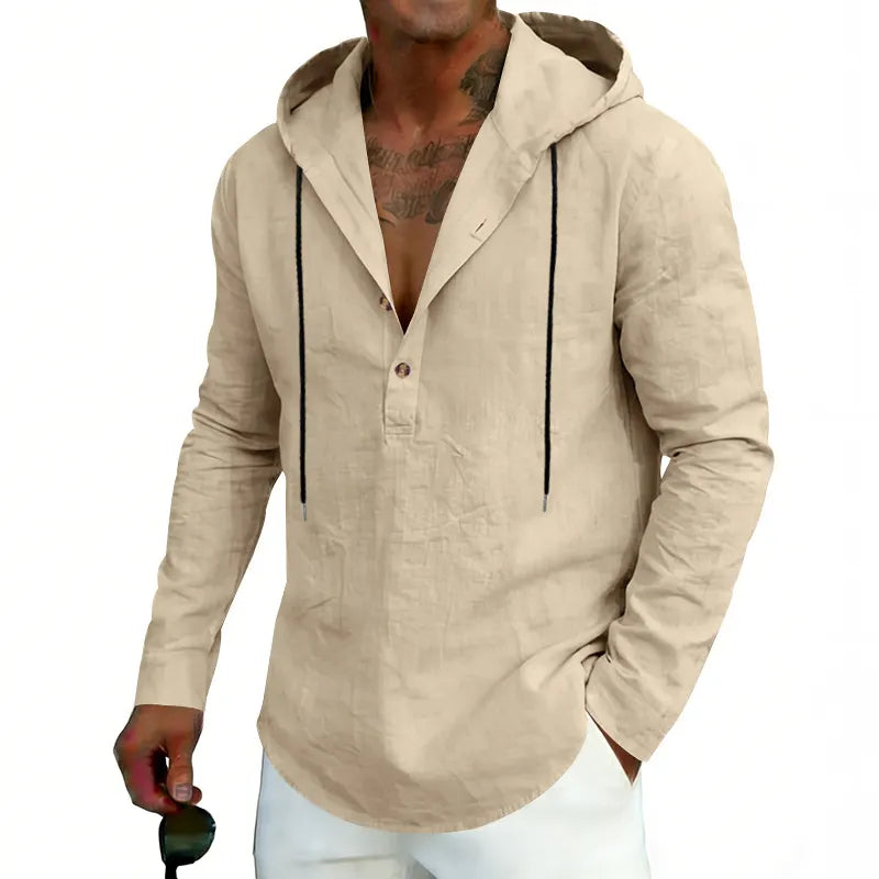 2026 Casual Linen Hooded Long Sleeve Sweatshirt
