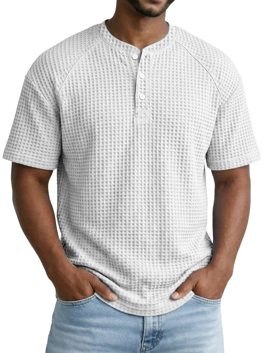 2026 Men's Waffle Short Sleeve Casual Fashion T-shirt