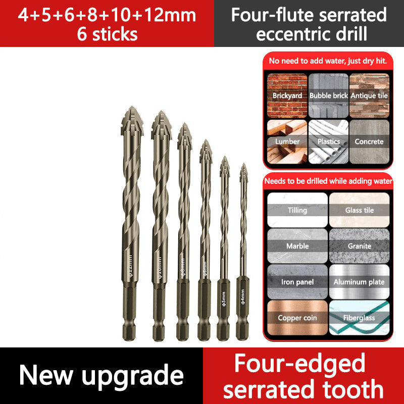 🏆Flash Sale⚡ 50K+ SOLD! 💥High-Strength 4-Flute Serrated Eccentric Drill Bit Kit