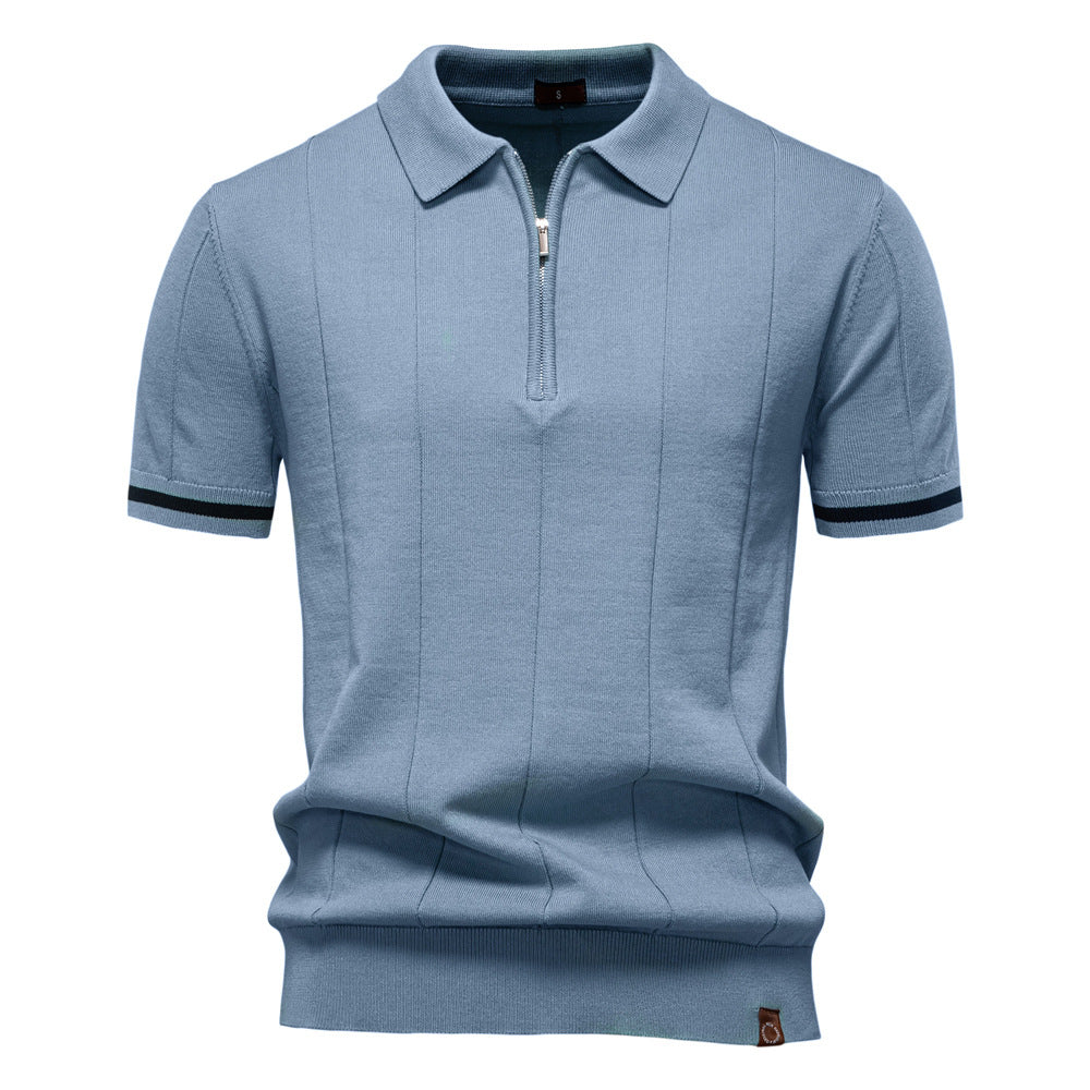 Men's 2025 Summer Business Casual Embroidery Printed Knitted Polo T-Shirt