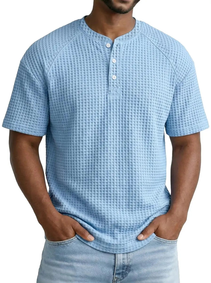 2026 Men's Waffle Short Sleeve Casual Fashion T-shirt