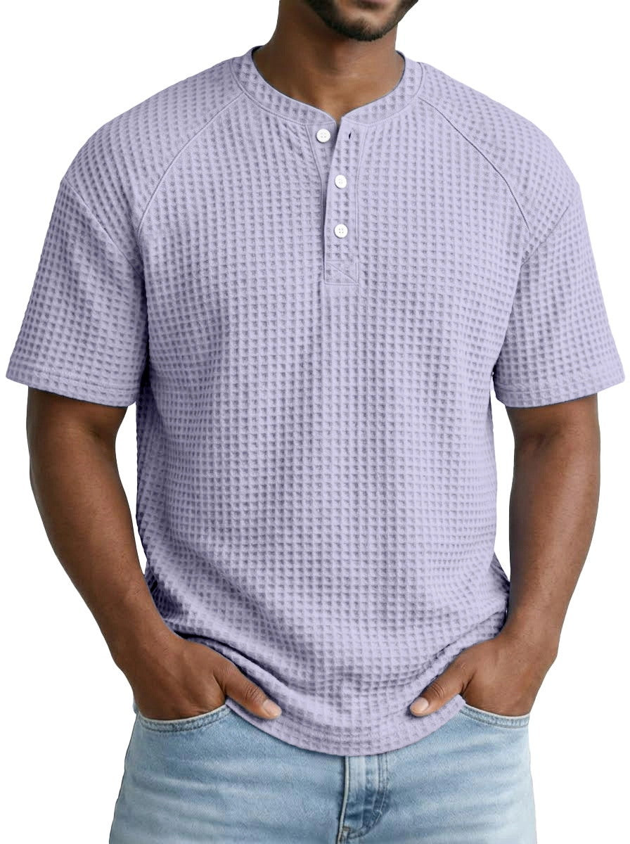 2026 Men's Waffle Short Sleeve Casual Fashion T-shirt