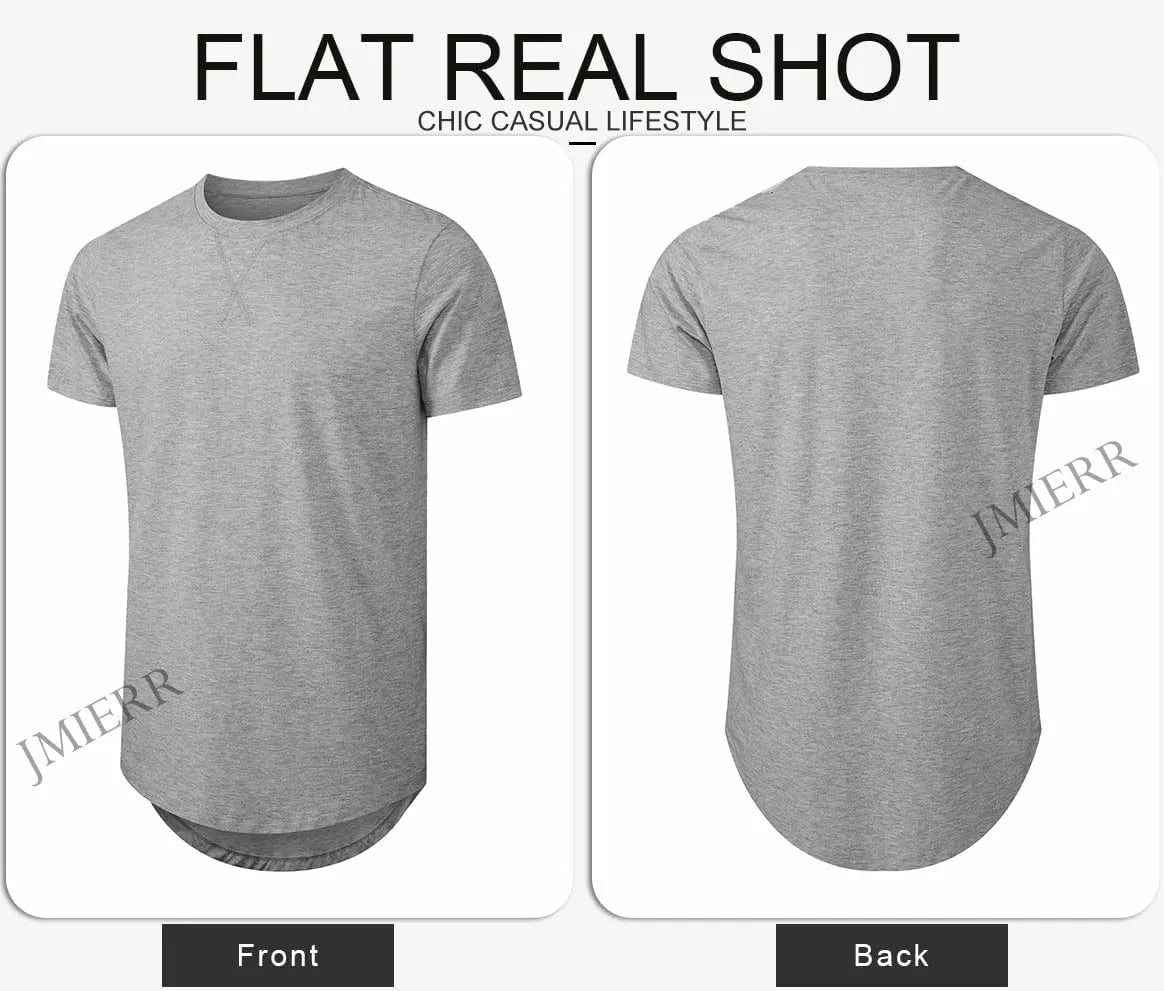 JMIERR Mens 3 Pack Cotton Hipster Hip Hop Longline Crewneck T-Shirt