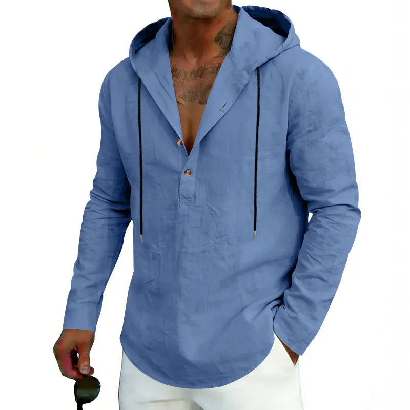 2026 Casual Linen Hooded Long Sleeve Sweatshirt