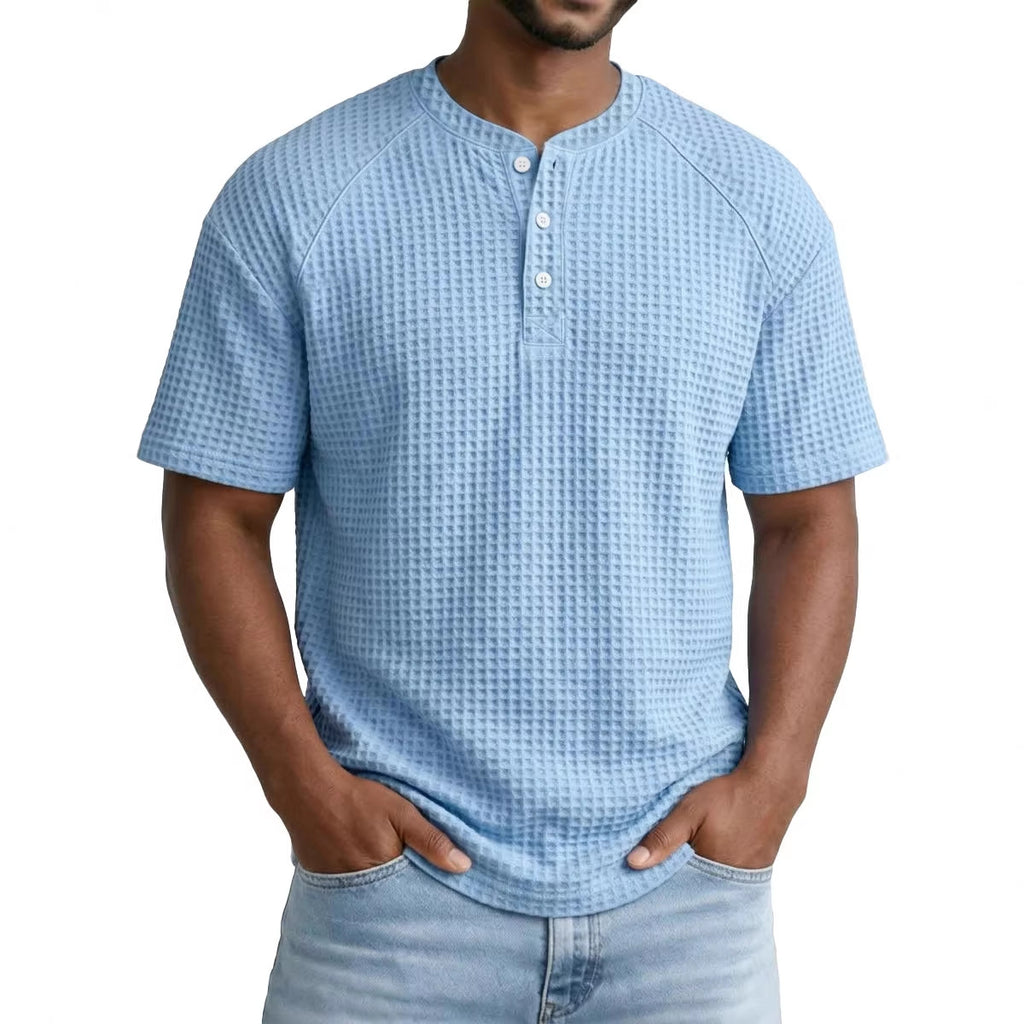 2026 Men's Waffle Short Sleeve Casual Fashion T-shirt
