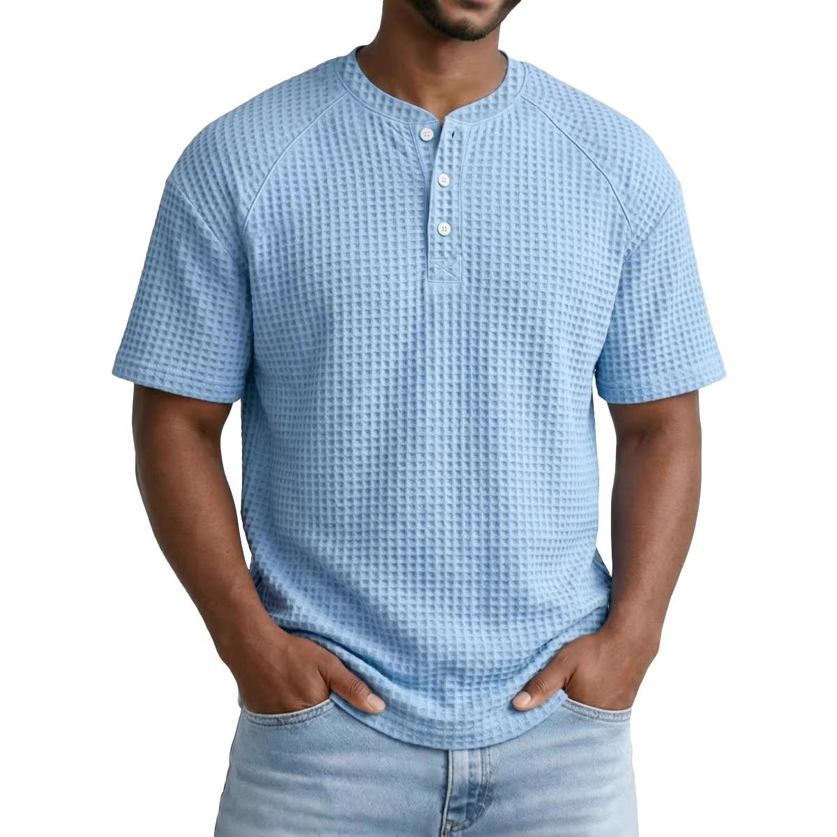 2026 Men's Waffle Short Sleeve Casual Fashion T-shirt