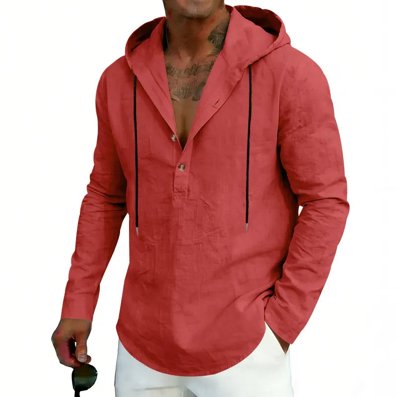 2026 Casual Linen Hooded Long Sleeve Sweatshirt