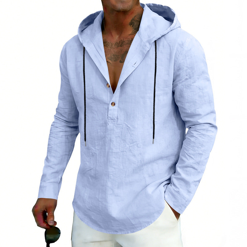 2026 Casual Linen Hooded Long Sleeve Sweatshirt