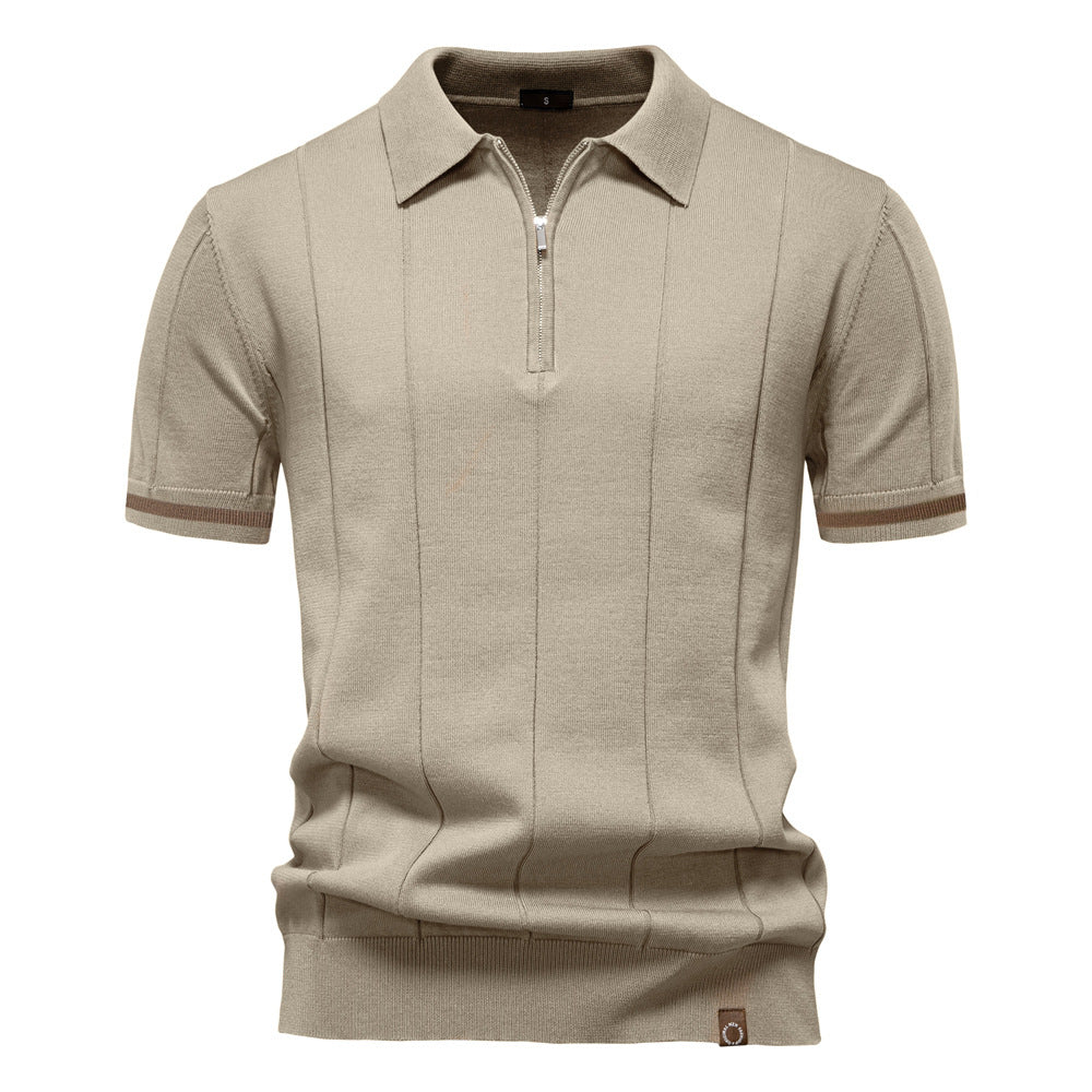 Men's 2025 Summer Business Casual Embroidery Printed Knitted Polo T-Shirt