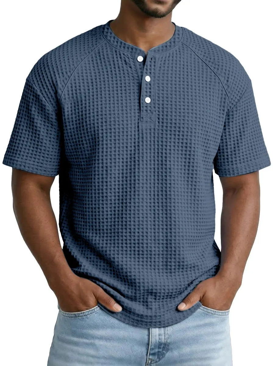 2026 Men's Waffle Short Sleeve Casual Fashion T-shirt