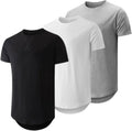 JMIERR Mens 3 Pack Cotton Hipster Hip Hop Longline Crewneck T-Shirt