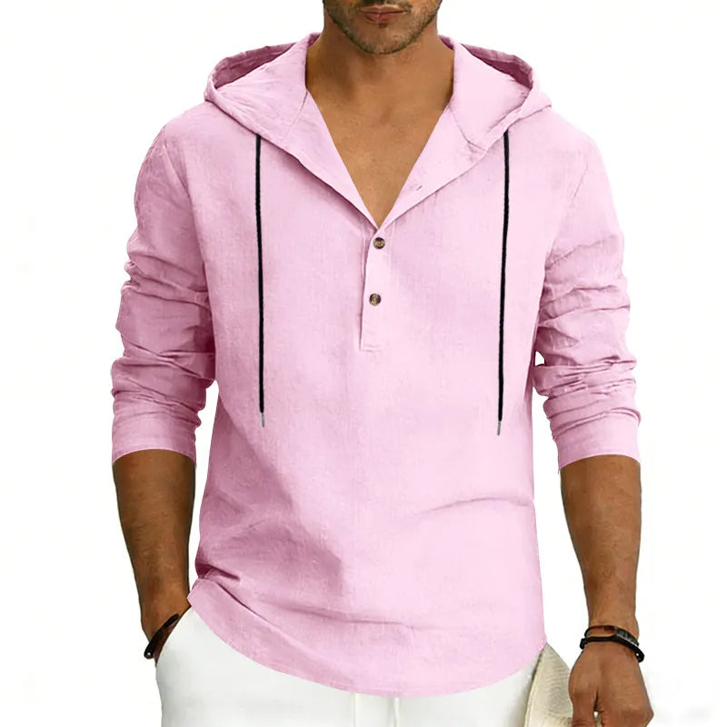 2026 Casual Linen Hooded Long Sleeve Sweatshirt