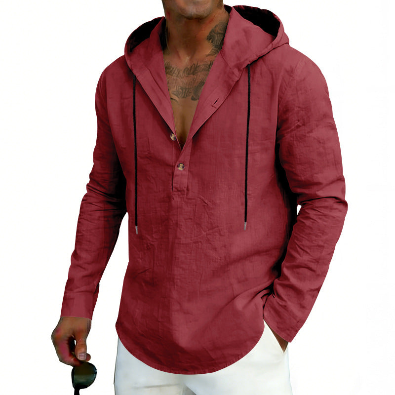 2026 Casual Linen Hooded Long Sleeve Sweatshirt